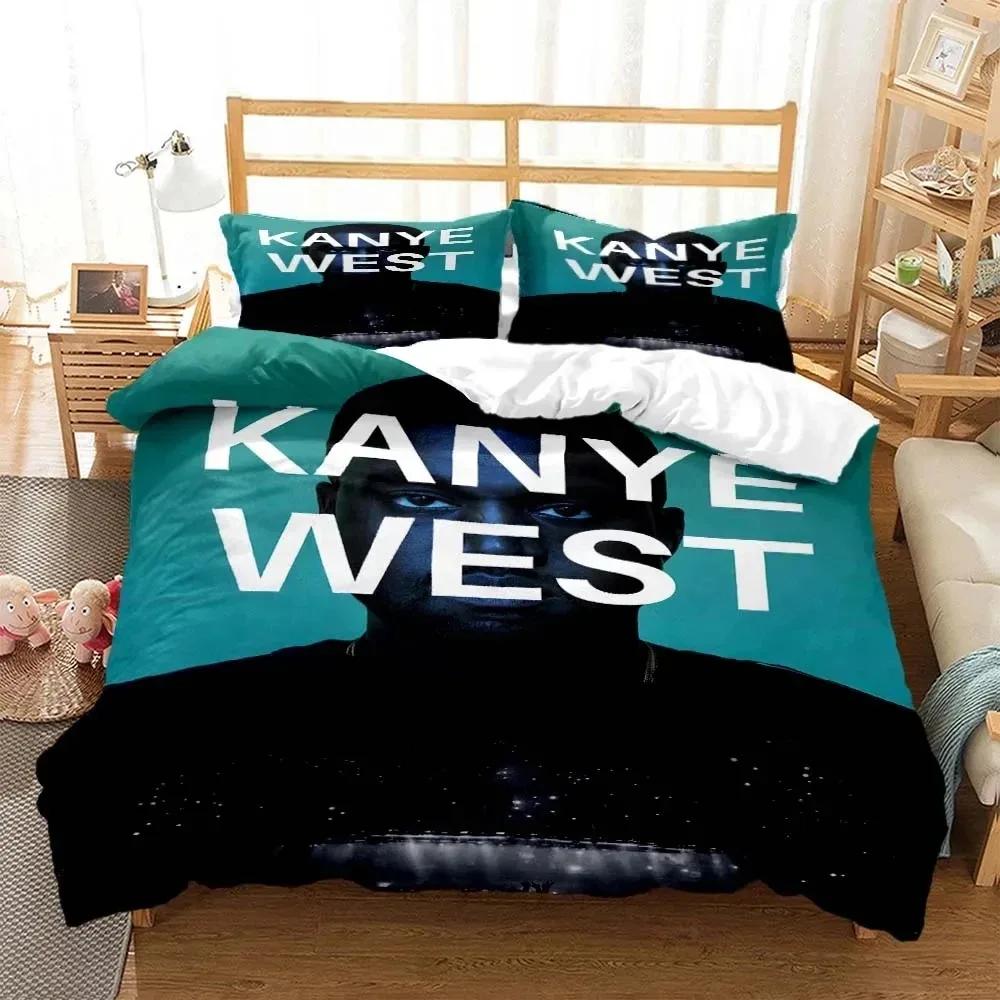 3D Print Rapper Kanye West Musik Bedding Set Double Twin King Duvet Cover Comforter Pillowcase Boys Girls Adults Bedroom