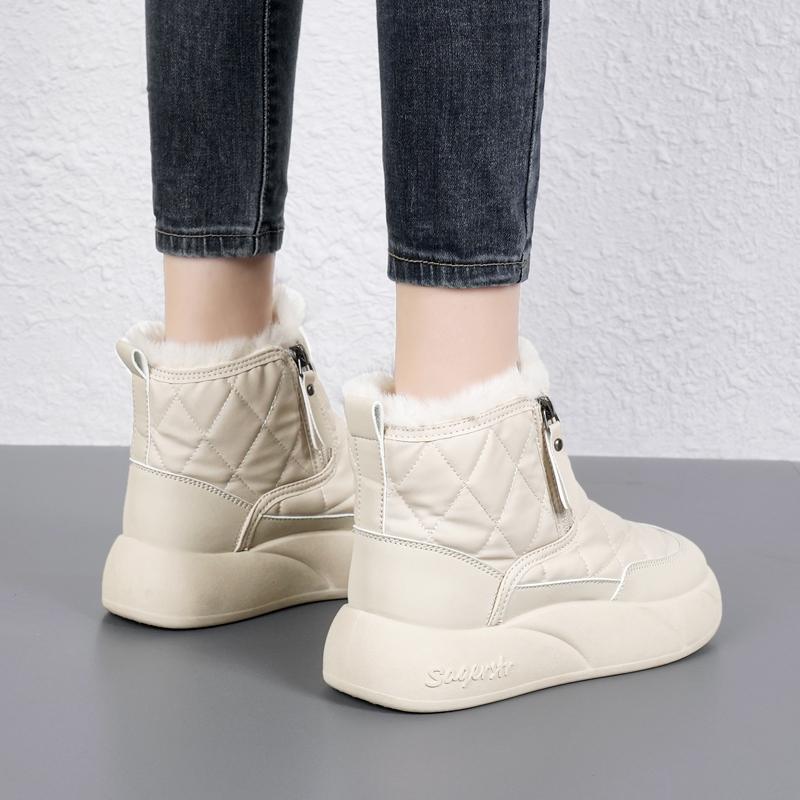 34-42 Women's Winter Plus Size Fashionable Double Zipper Thick Soled High Top Cotton Shoes Women's Snow Boots