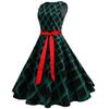 Summer Fashion Hot Sale Retro Striped Print Dress Round Neck Sleeveless Belt Puff Dress