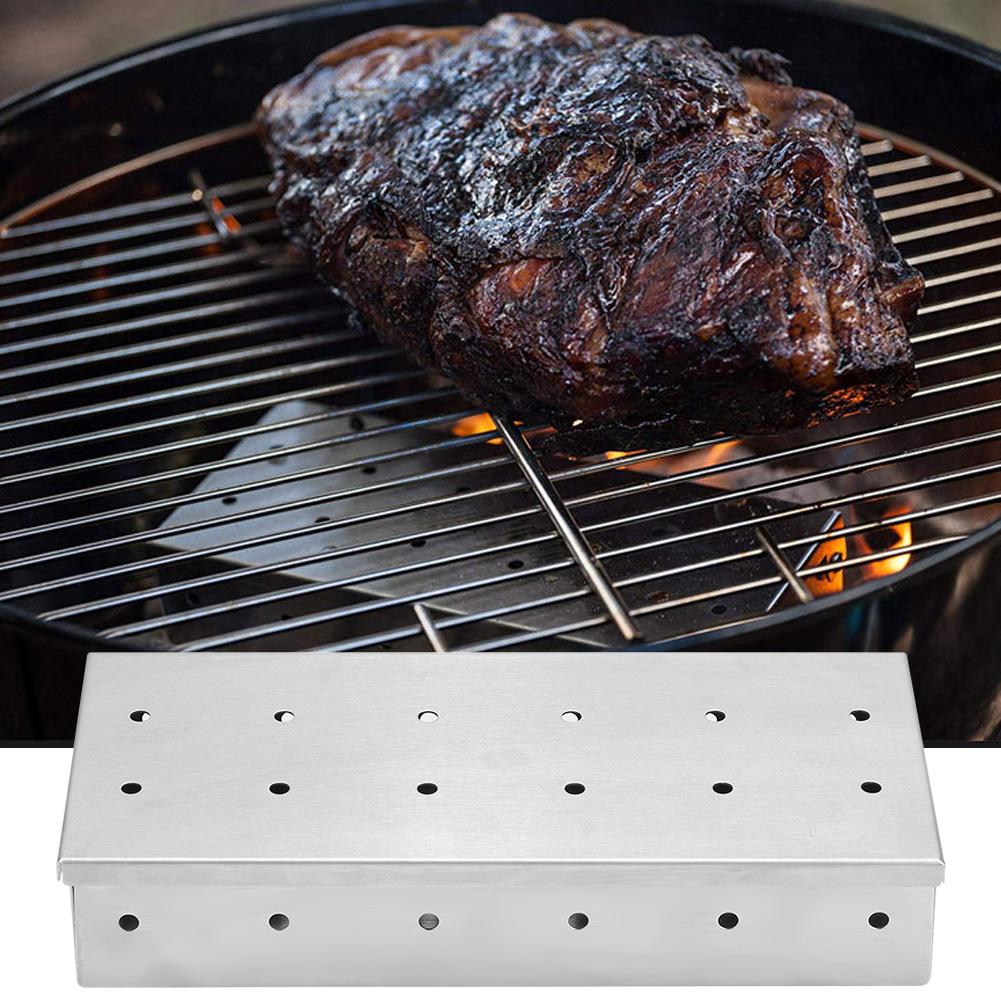 BBQ Extérieur Acier Inoxydable Grill à Viande Fumoir Boîte Fournitures pour Bois Charbon de Bois