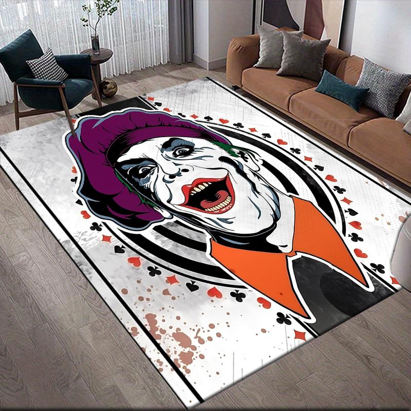 Artistic Clown Anti-Slip Floor Mat, Rectangular Carpet for Living Room & Bedroom