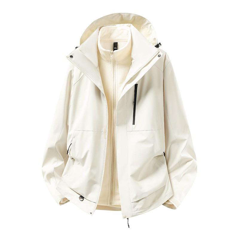 Men Women 3-in-1 Waterproof Windproof Hiking Jacket With Removable Fleece Liner Camping Fishing Mountaineering Winter