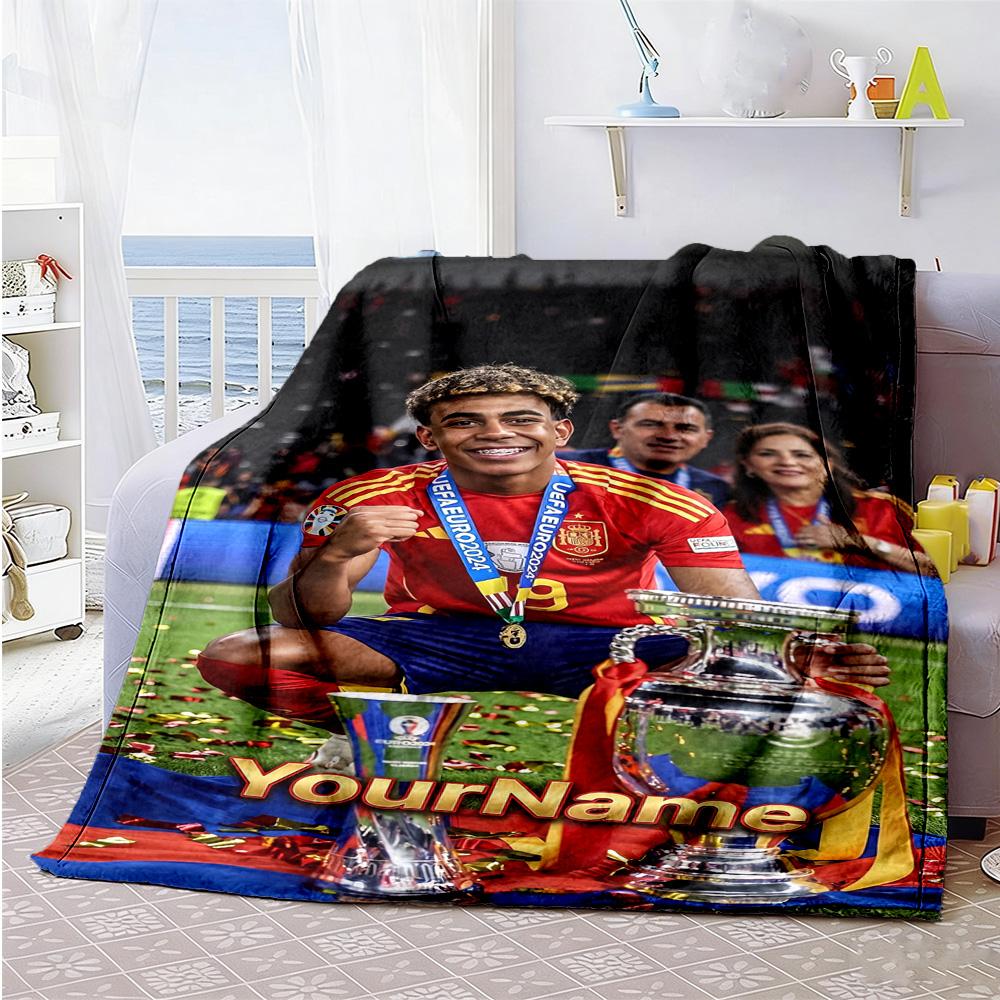 Lamine Yamal 41 Personalisierte Textdecke Mehrzweck-Personalisierte Decke Bequem Geeignet für Sofa Couch Bett Stuhl Ganzjahresnutzung