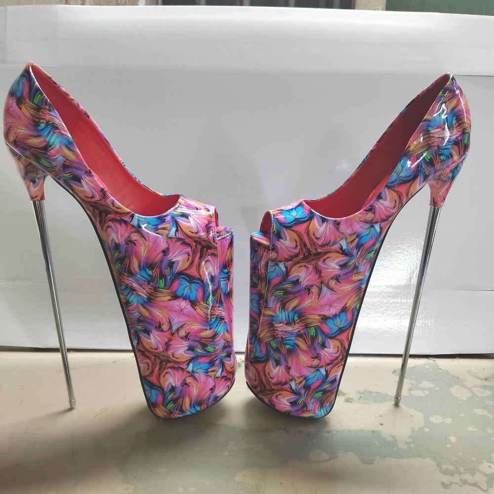 Sexy Damenschuhe Sommersandalen Stiletto 20CM Plateau Pole Dance Schuhe Runde Zehen Peep Toe Plus Size