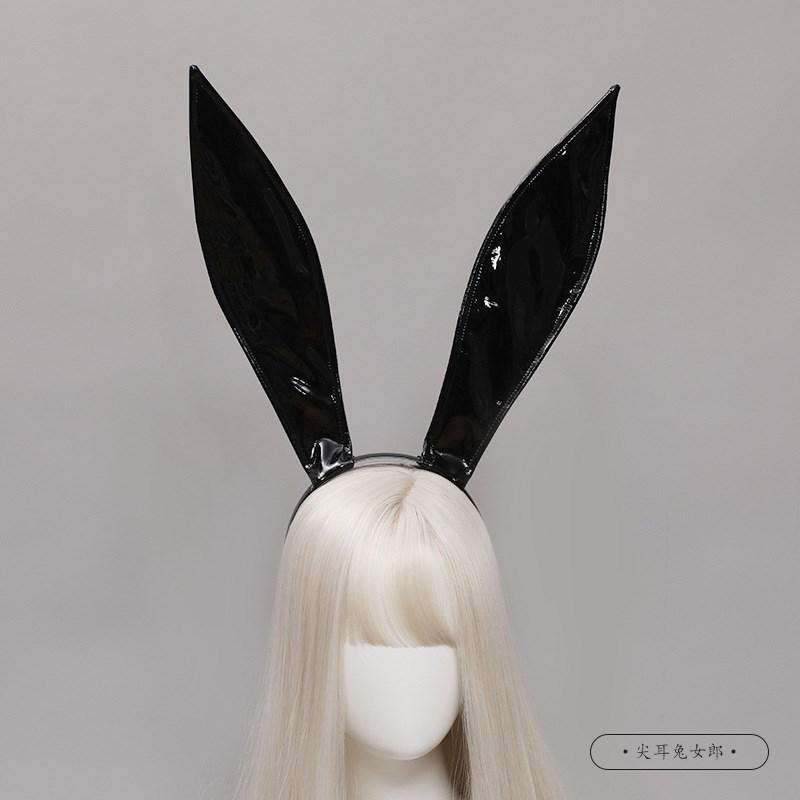 Sexy Bunny Maids Ears Headband Cosplay Leather Rabbit Ear Hairband DJ Night Club Bar Headwear Party Hair Hoop High Quality