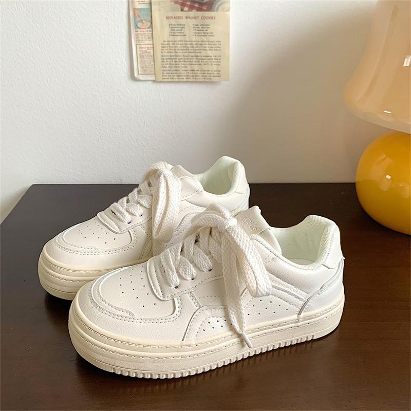 2025 New Women's White Shoes Fashion Versatile Height-increasing Platform Shoes Outdoor Comfortable Soft-soled Casual Sneakers