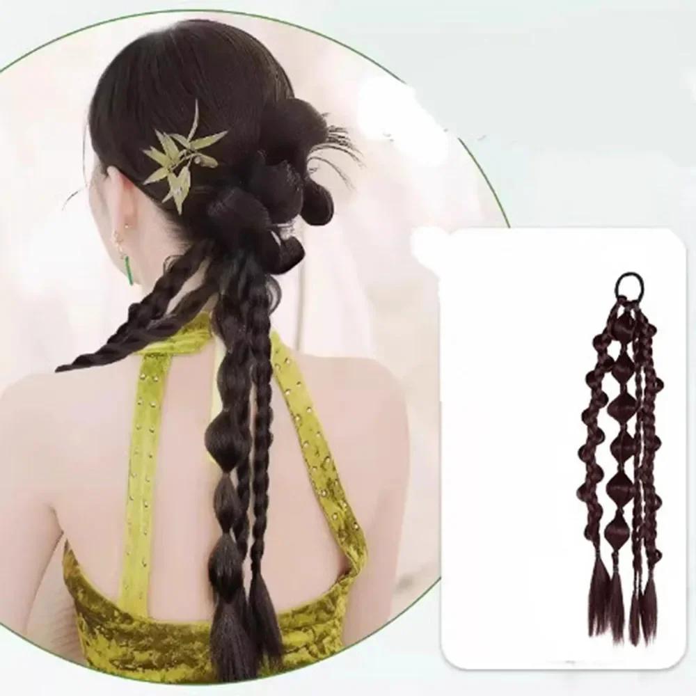 

50см Синтетический Хвост из Скрученных Кос в Китайском Стиле Женский Нежный Темпераментный Пучок для Волос Накладка для Волос темно-коричневого