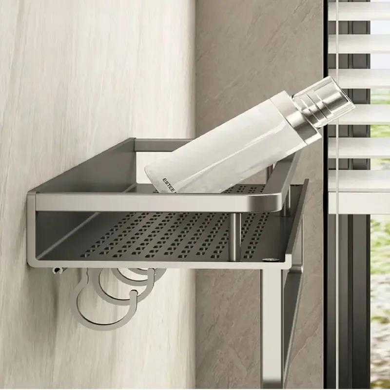 Pistolengrau Badezimmer Aufbewahrungsregal Handtuchhalter Kosmetikregal Aufbewahrung, Geeignet für Badezimmerartikel Aufbewahrung Acrylregal Seifenhalter