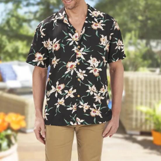 Men's Retro Hippie Floral Shirt - 70s Style Short Sleeve Button Down | Summer Casual Hawaiian Shirt