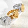 MamacitaSlay 316L Stainless Steel Mixed Color Planet Relief Oval Ring 18K Gold Plated Waterproof Jewelry Women's Unique Ring