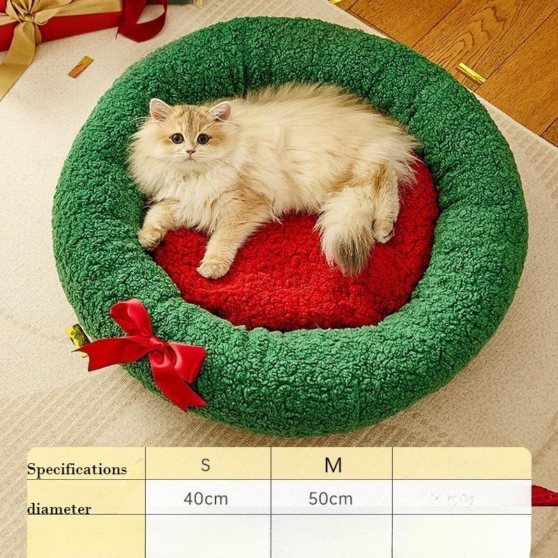Christmas Cat Nest Winter Warm Cat Nest Sleep Semi Closed Christmas Dog Kennel Socks Pet Nest S