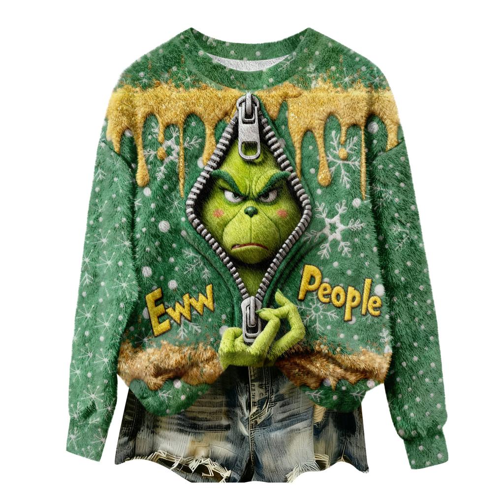 Women's Fleece Hoodie Long-Sleeve Round  Neck Casual Comfortable Loose-Fit Lightweight Women's Hoodie