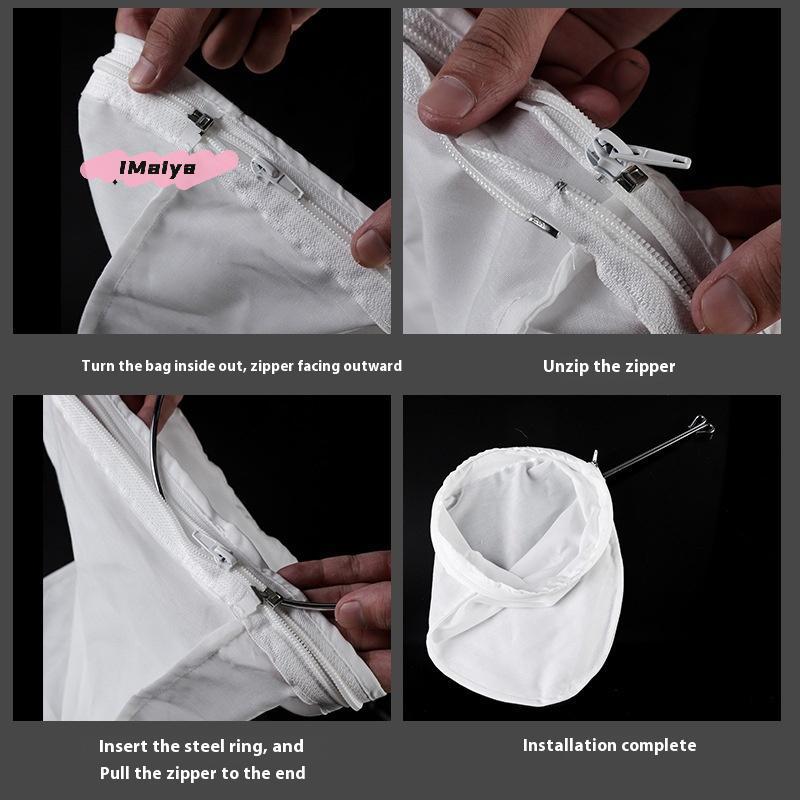 Reusable Mesh Coffee Milk Tea Filter with Handle Multi-function Steel Ring Kitchen Supplies Filter Bag for Brewing