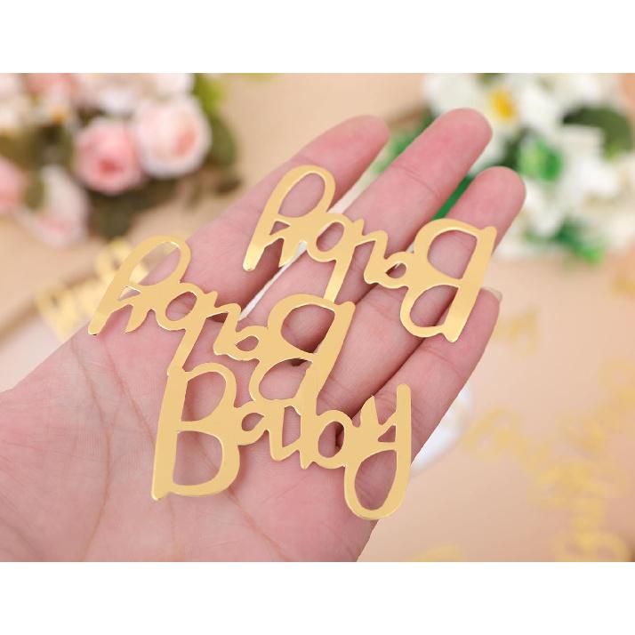 200pcs Baby Shower Confetti- Confetti Party Table Scatter, New Mum Confetti, Gold Foiled Confetti Double, Baby Sprinkle, Gender Reveal Party