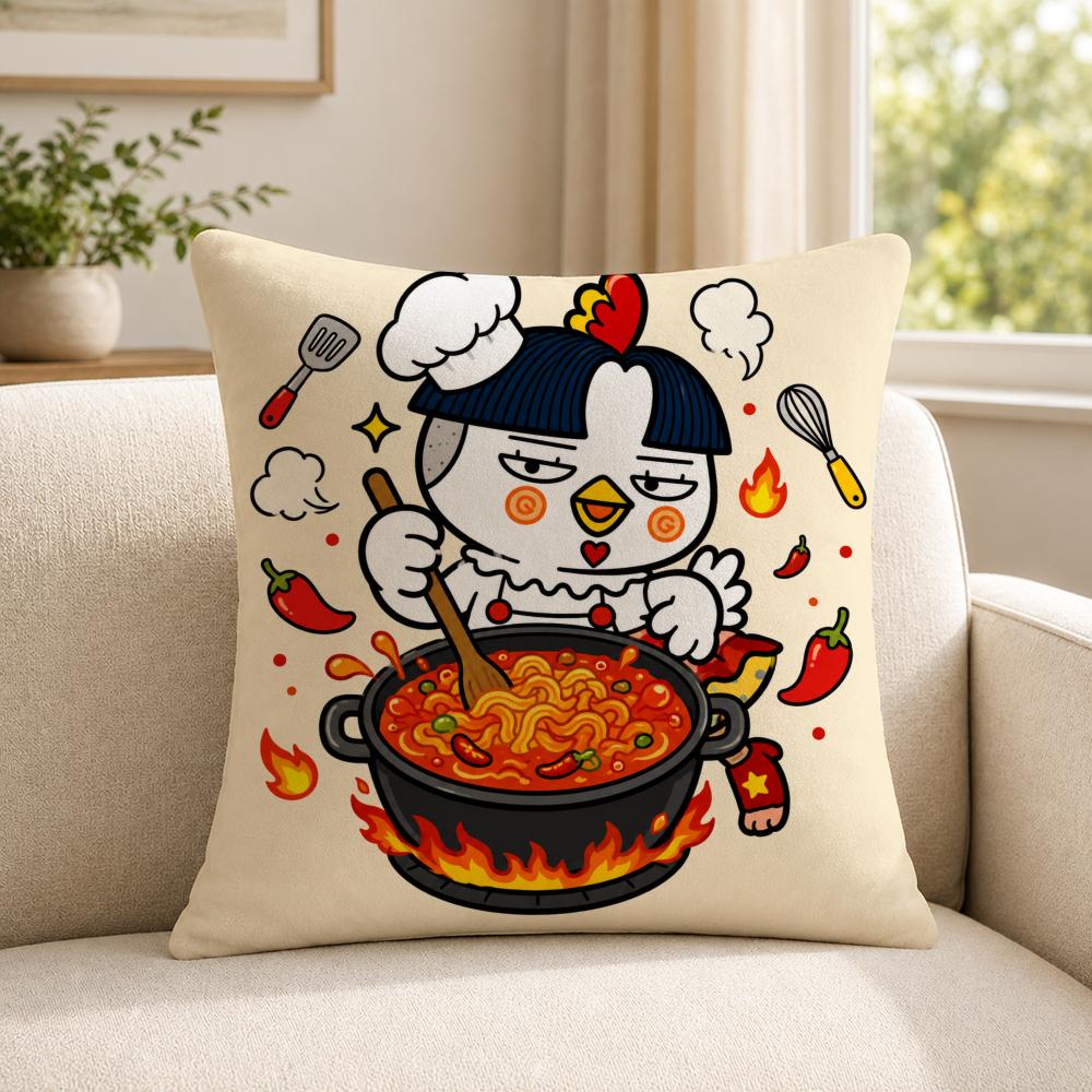 Food SSamyang BBuldak Cushion Cover Soft Short Plush SkinFriendly Cushion Case for MultiScene Use