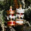 Christmas Wooden Carousel Horse Miniature Ornaments Christmas Tree Hanging Pendants New Year Gift Toy For Kid Home Party Decor