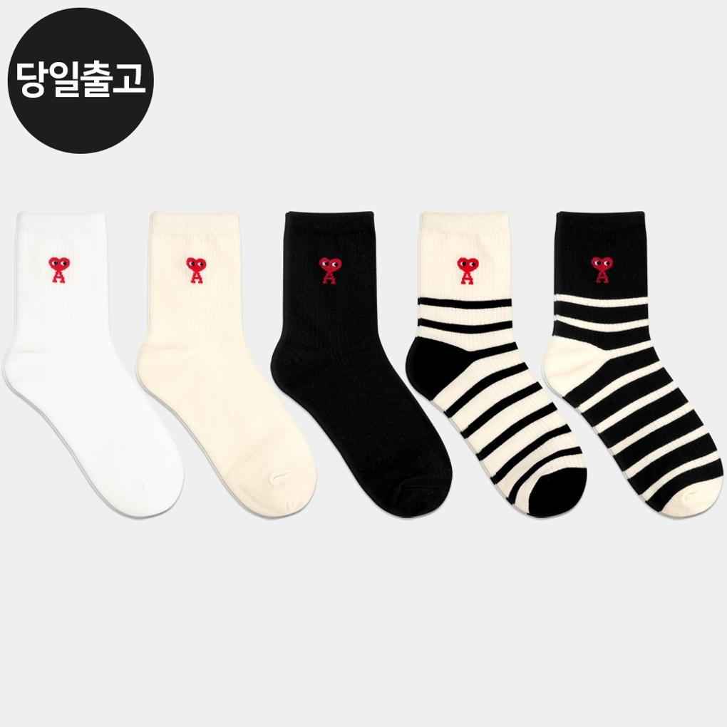 

PG Women s/Student Heart A Medium Socks (5 Pairs) Set Daily Simple Fashion Character