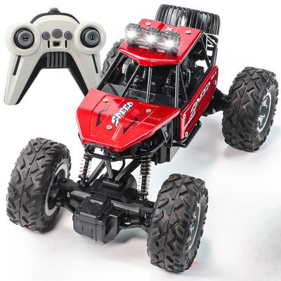 4WD Alloy RC Off Road Climbing Car Single Battery, Shockproof Remote Control Truck With Light Music Anti-Slip Tire Kids Boys Toy Vehicle
