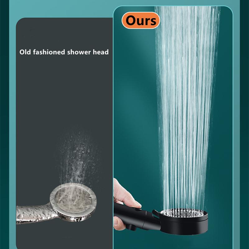 Neuer Duschkopf mit 5 einstellbaren Modi, wassersparende Hochdruckdusche, One-Key-Stopp-Wassermassage, Öko-Dusche, Badezimmerzubehör