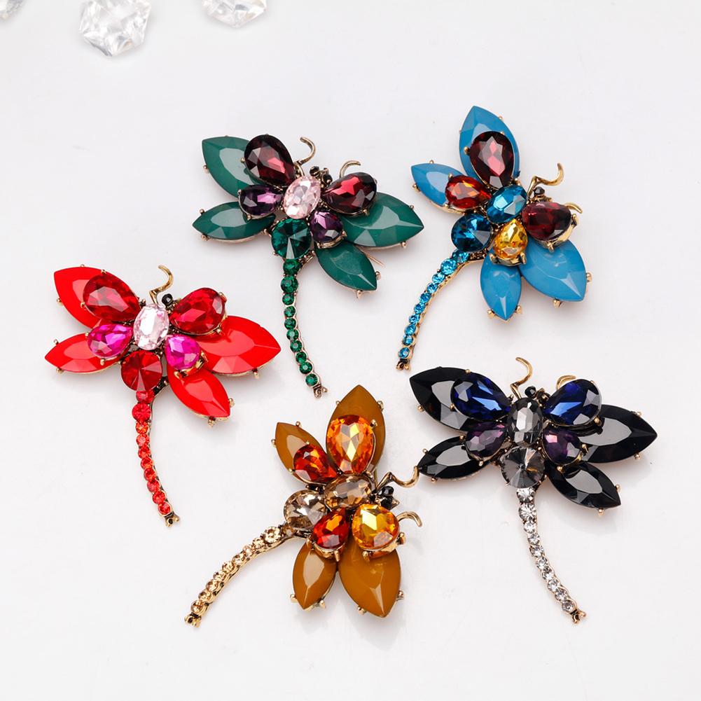 Women Vivid Delicate Dragonfly Design Diamond Brooch Perfect Wear Decoration