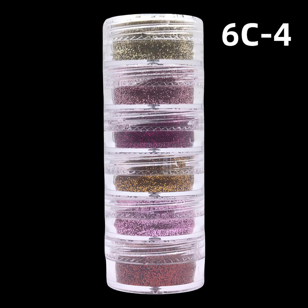 2025 Sada šesti třpytivých ozdob na nehty: Zlaté třpytky, flitry, kamínky a třpytivý gelový lak