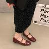 French flat single shoes women's 2025 new spring brown retro Mary Jane women's shoes with skirts gentle evening shoes