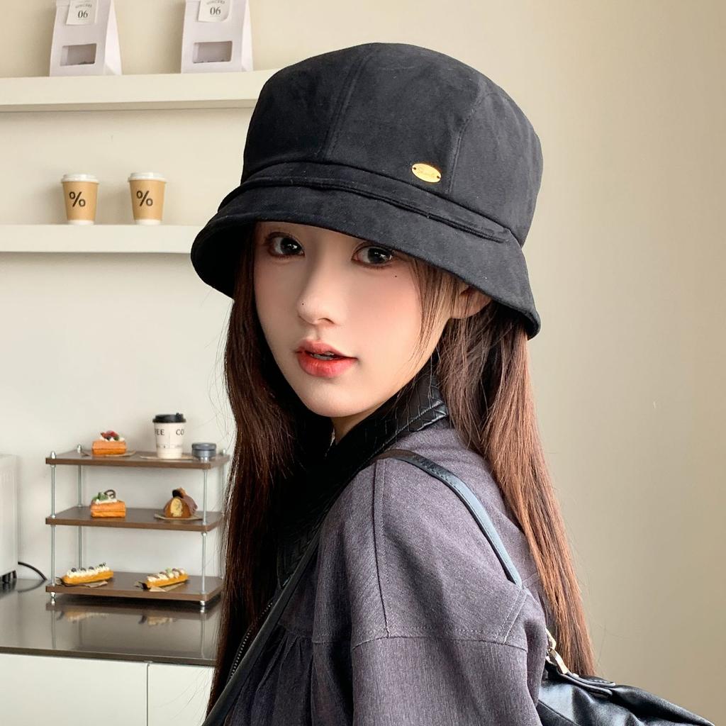 Bucket hat South Korea autumn and winter new hat women's fashion shows a small face, high-end simple hat autumn and winter basin hat fishing