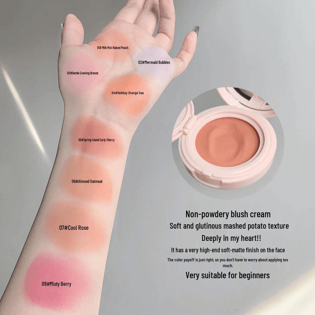 Matte Long-Lasting Dual-Use Blush & Lip Cream with Highlighter Effect - Tipsy Brightening Color