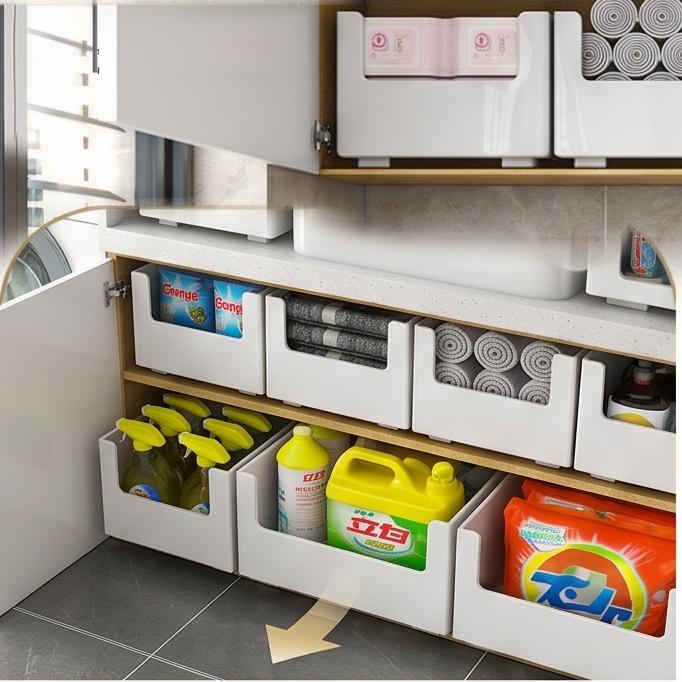 Stackable Plastic Storage Box Multi-size Drawer Desktop Cabinet Organizer for Cosmetics Snacks Home Space Saving Tidy Holder