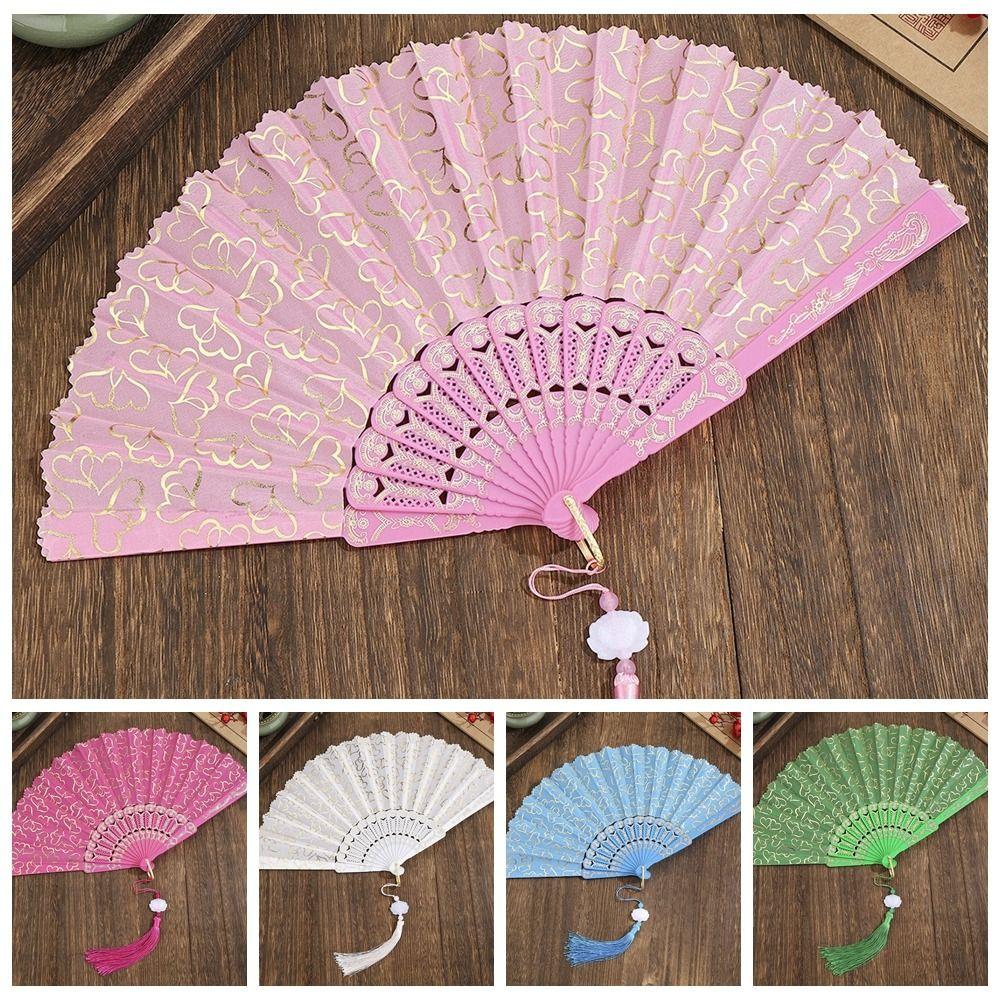 PP Chinese Style Fan Polyester Hand Held Fan Elegant Foldable Fan  Home Decor