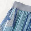 MOJTA Summer Women's Big Swing Skirt Mesh Printing Elastic Mid-length High Waist A-line Skirt