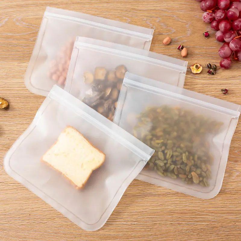3Pcs Reusable Food Storage Bags - Dishwasher Safe Freezer Bags, BPA Free Reusable Bags Silicone, Leakproof Reusable Lunch Bag