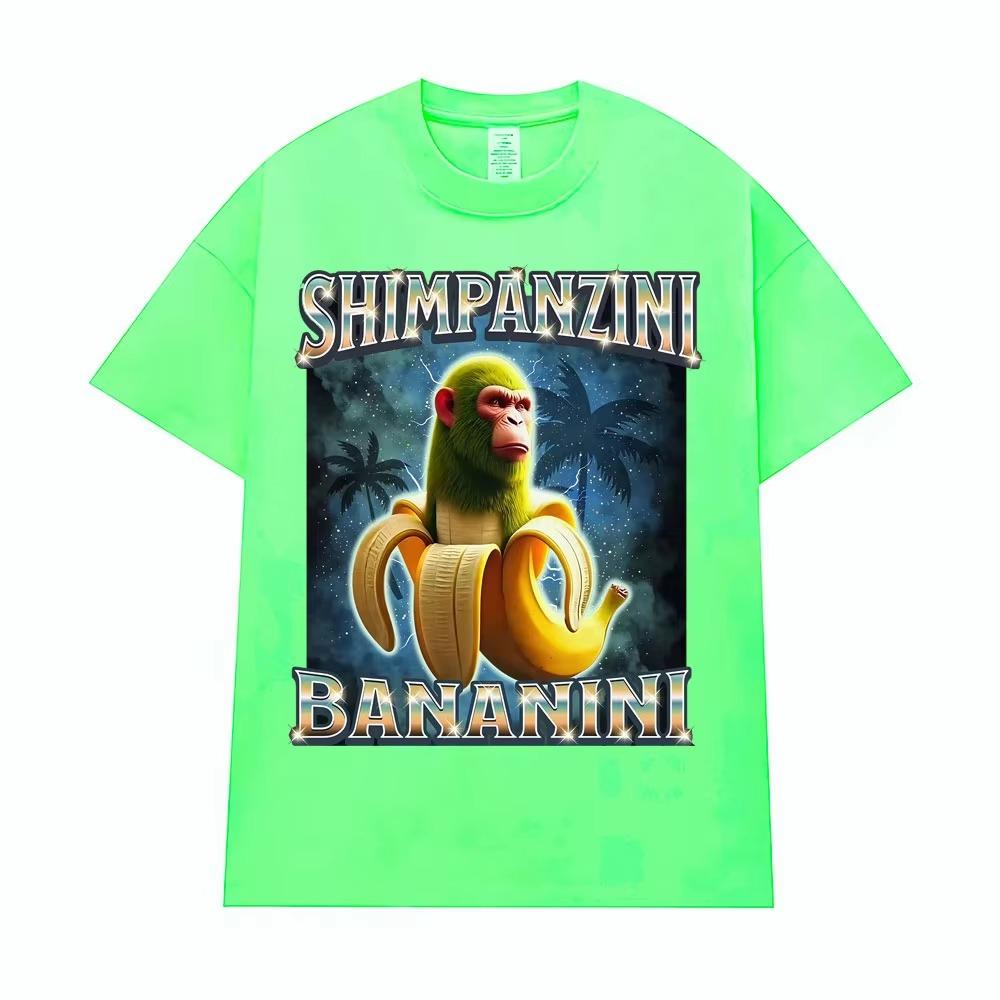 Shimpanzini Bananini T Shirt Italian Brainrot Funny Monkey Meme T-shirts Men Women Fashion Humor Style Short Sleeve T-shirt Tops