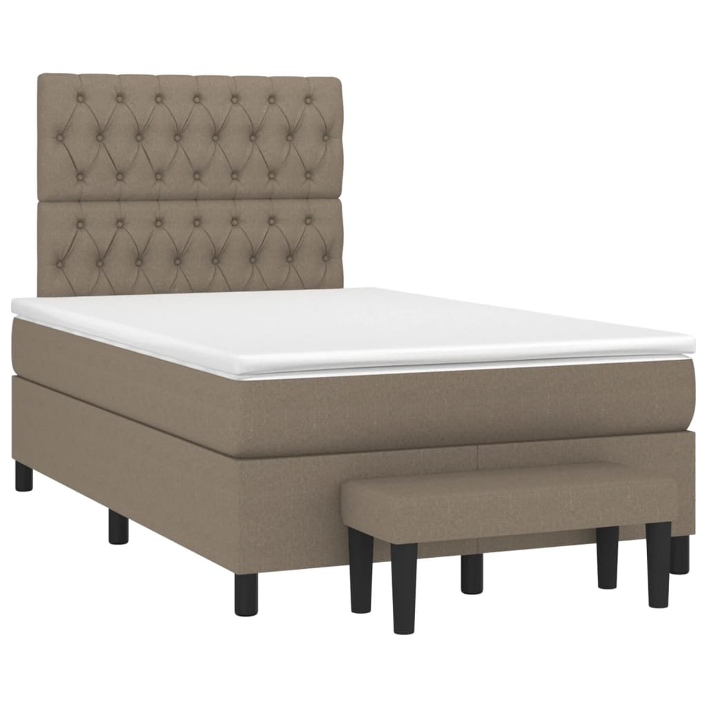 Vidaxl Letto Continentale Con Materasso, Taupe, Tessuto, 120X200 Cm
