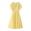 Vintage Women Dresses Fashion Single Breasted Sashes Draped V Neck Sleeveless Solid Ladies Dresses