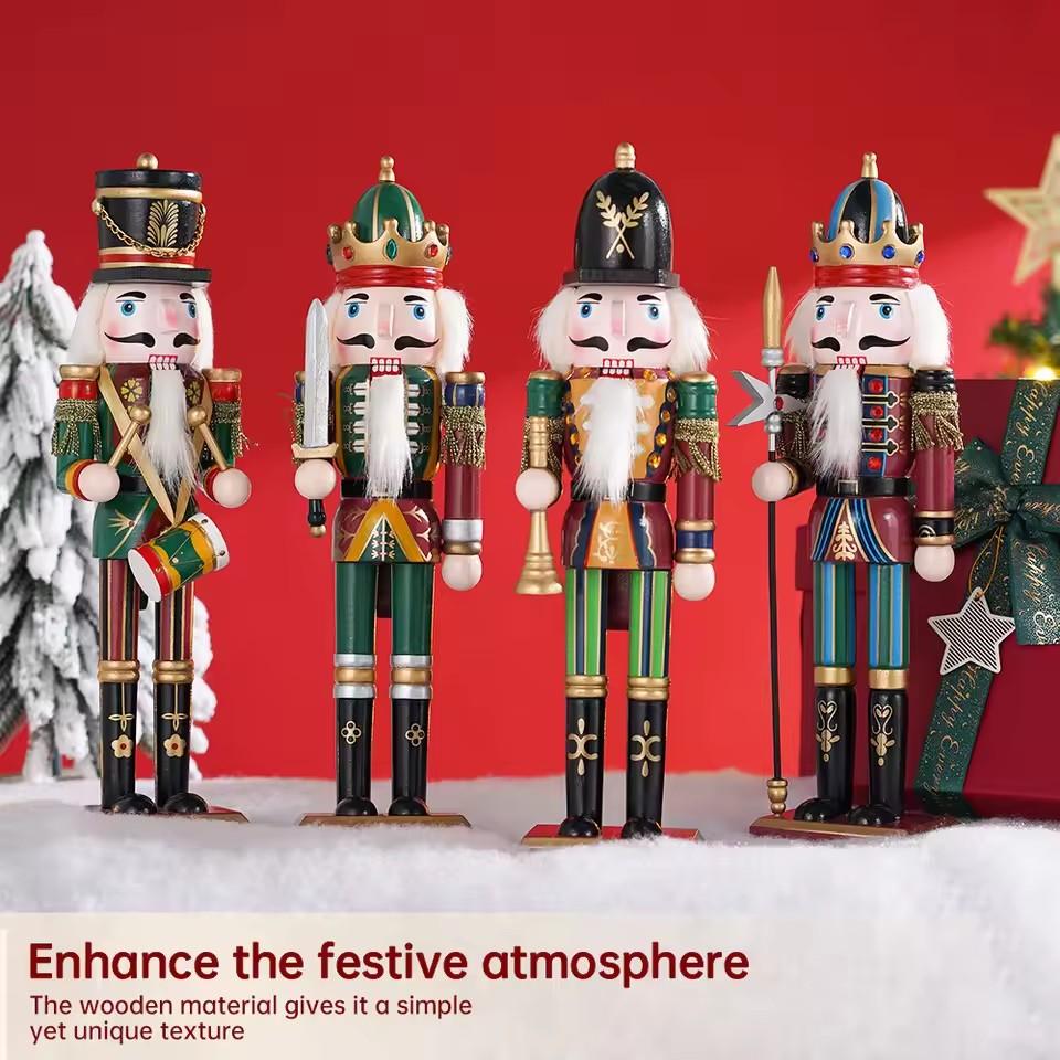 30cm Nutcracker Puppet Soldier Ornament Doll Merry Christmas Decoration Creative Gift Wooden Handicrafts Desktop Cute Ornament