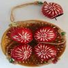 Red Hand Painted Festive Decor Cow Bells Set of 5 with Jute Ropes