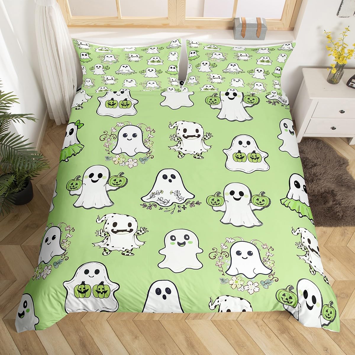 Милый пододеяльник с привидениями на тему Хэллоуина — фото 10