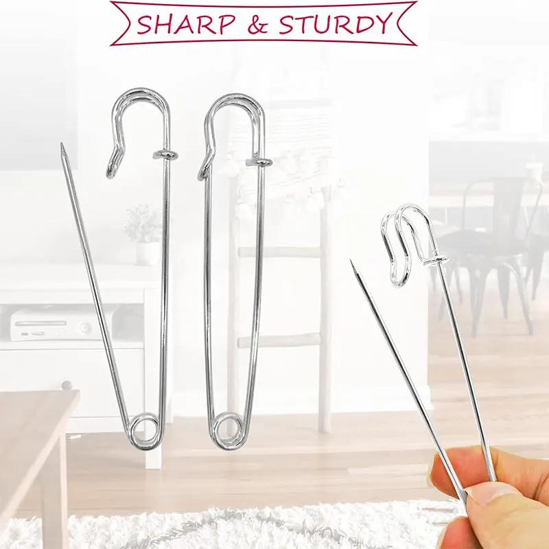 5/10/20PCS Extra-Large Steel Safety Pins 75mm(3") Heavy Duty Big Safety Pin Stainless Steel Spring Lock Pins for Clothes Crafts