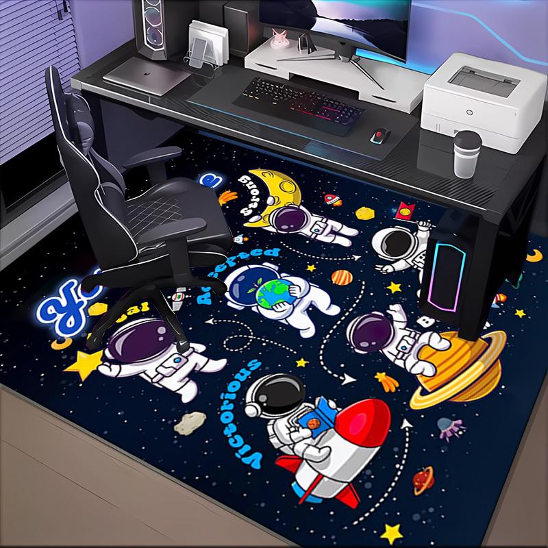 1PC Custom Name Space Adventure Icons Theme Floor Mat Ideal for Living Room, Game Rooms, Office, Bedroom Floor Mat Playful Design