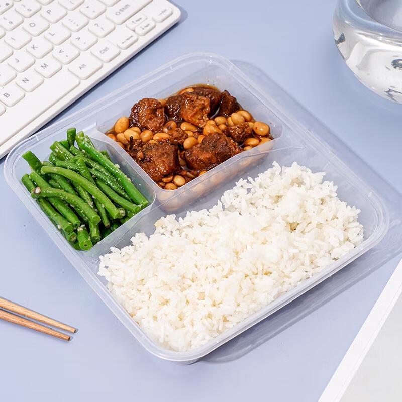 JINGRX Disposable 3-Compartment Meal Prep Containers with Lids
