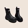 2025 New Thick-soled Soft Leather But Knee Women's Boots Widened Long Knight Boots Heightened Versatile Letter Martin Boots