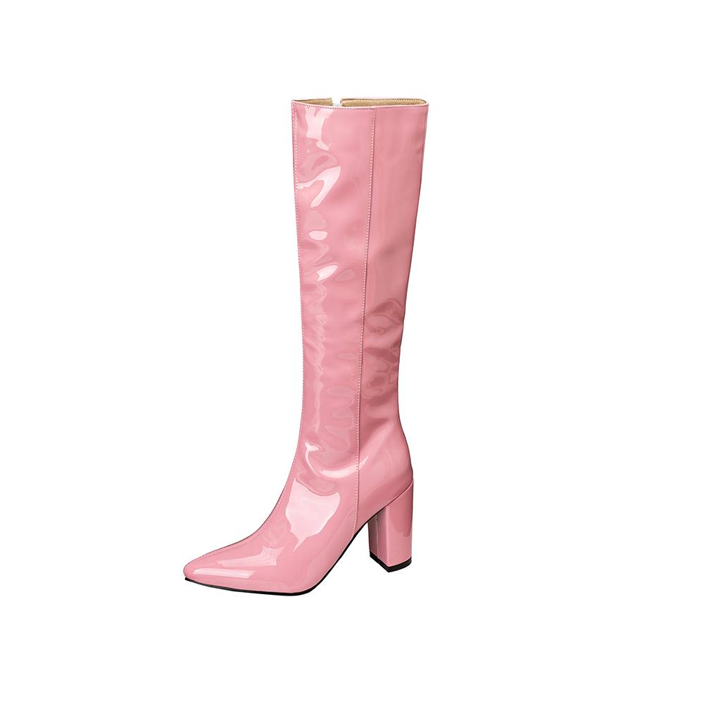 Rot Schwarz Damen Kniehohe Stiefel Hoher Absatz Kleine Große Größe 32 46