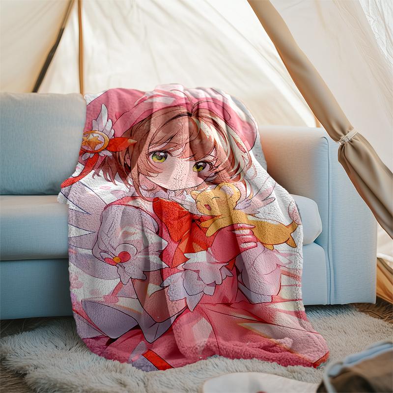Sakura Kinomoto Theme Printed Blanket - Perfect for Couch, Bed, Travel & Outdoor Use | Machine Washable, Cozy & Durable.