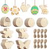 10 Stück Holz-Osterdekorationen zum Bemalen DIY Leere Holzausschnitte Ornament für Ei Hase Kaninchen Schmetterling Blume Frohe Ostern