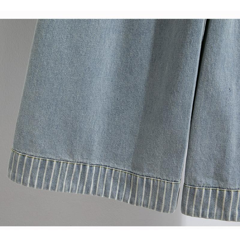 DIMANAF 2026 Autumn New Plus Size Women Casual Loose Denim Jeans Long Pants Blue Lady Bottoms