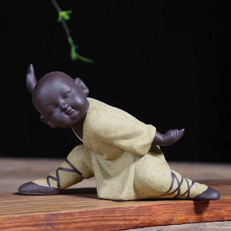 Chinese Style Decoration Decoration Kung Fu Little Monk Furnishings Living Room Study Tea Desktop Crafts Sand Pottery Tea Pet
