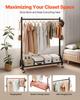 Clothes Rack, Rolling Clothing Garment Rack with Hanging Rod and Side Hooks, 90 kg Load Capacity, Heavy Duty Carbon Steel Clothing Racks with Wheels,