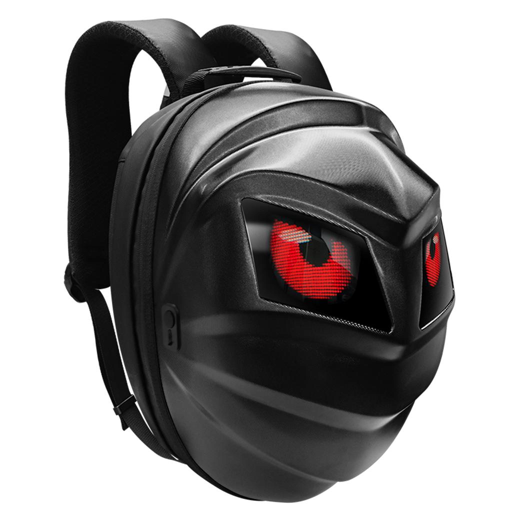 Motorcycle LED Helmet Backpack with Smart DIY Display High Brightness Night Security Expandable USB Powered Rainproof