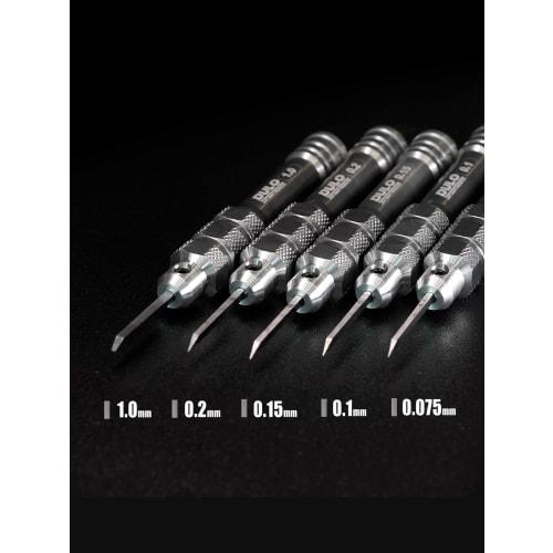 DULO Grip Chisel [Tungsten Blade PRO] for Engraving Plastic Models, Width 0.075mm-1mm, Single Item (Set of 5)